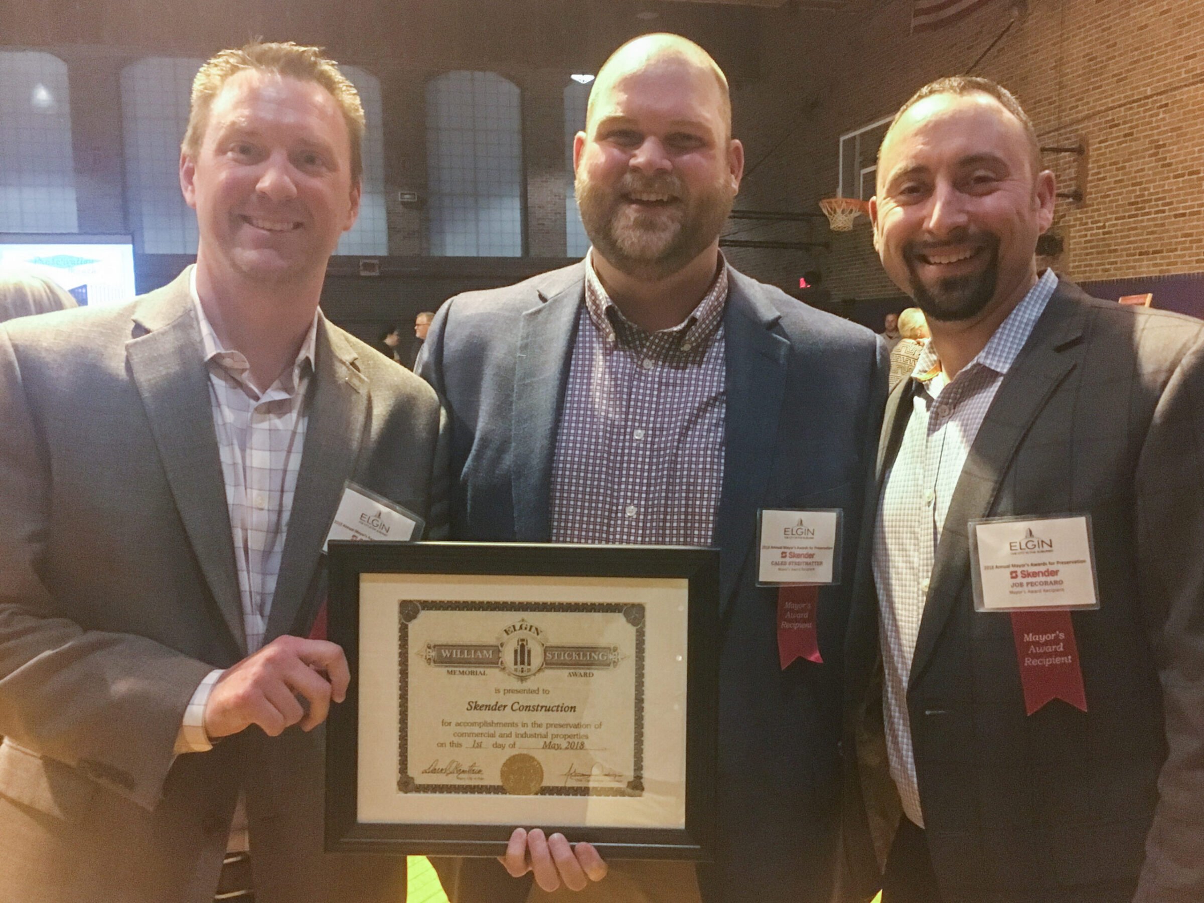 Skender Receives City of Elgin’s Mayor’s Award for Historic Preservation of 15-story Elgin Tower Building