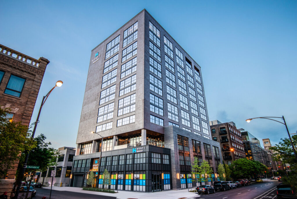 Skender wraps up 14-story Hyatt House Hotel, a Fulton Market development by Sterling Bay